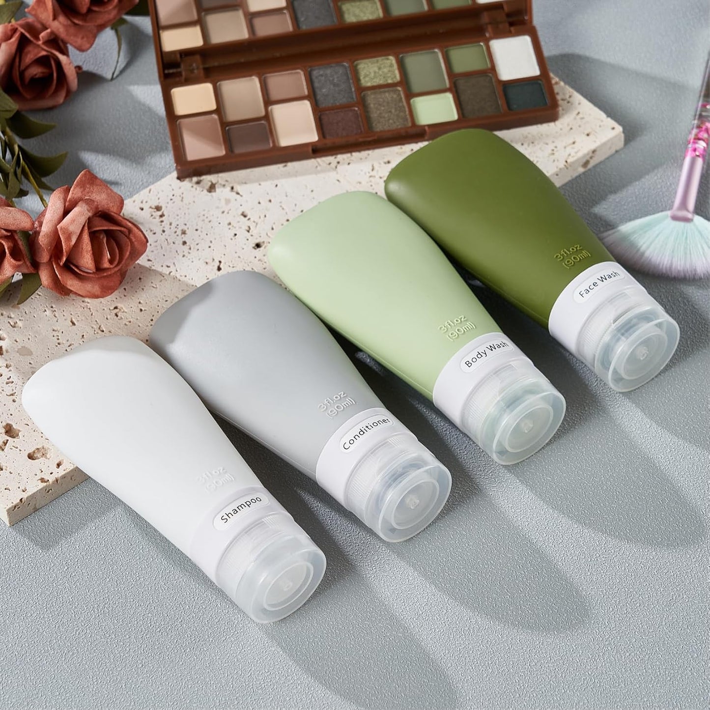 INSFIT Portable Travel Bottles, TSA Approved Leak Proof Containers for Toiletries, BPA Free Refillable Accessories for Shampoo, Body Wash, Liquids (4 Pack)