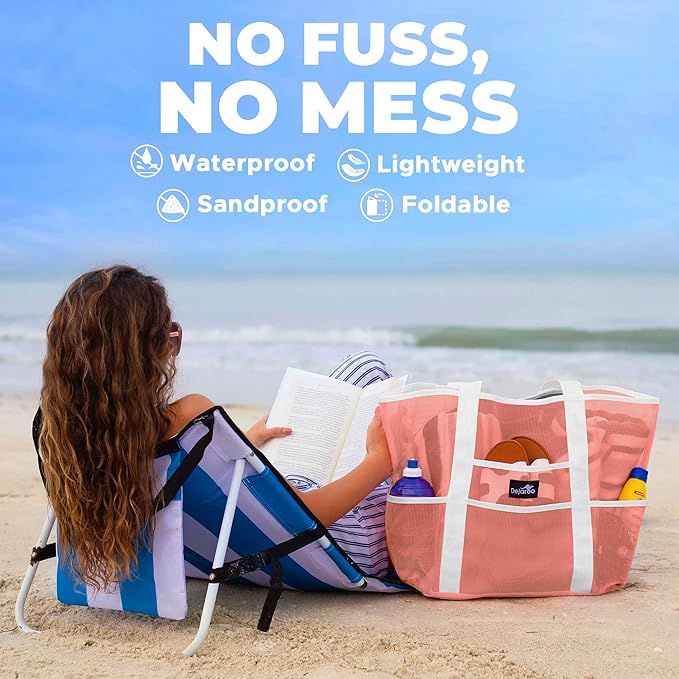 Dejaroo Mesh Sand Free Bag - Strong Lightweight Bag For Beach & Vacation Essentials. Tons of Storage!
