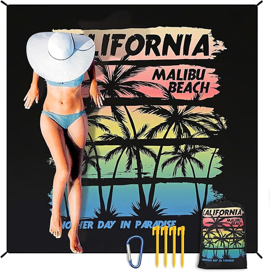 Beach Blanket Waterproof Sandproof Extra Large Beach Mat 79" X 83"/120"x108"for 1-8 Adults Quick Drying Durable Outdoor Picnic Mat for Beach Travel Camping Hiking