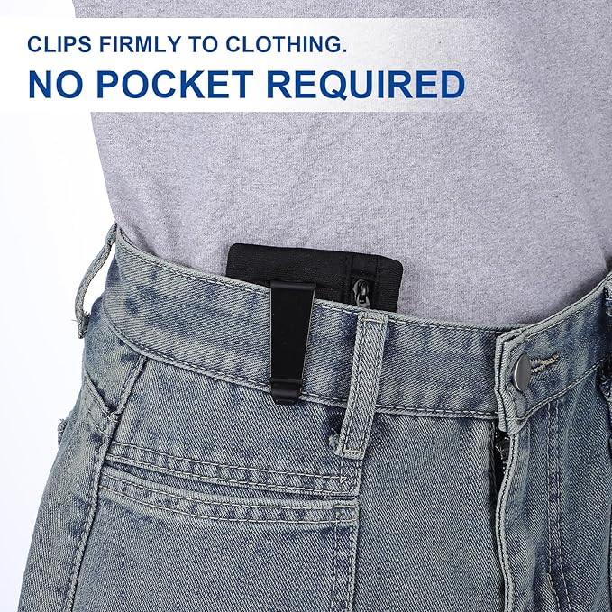 RFID Blocking Clip Stash Pocket Travel Wallet Blocking Clip Pocket Compact Hidden Belt Pouch Slim Cash Card Holder Ultra Thin Anti-Theft Travel Pouch with Credit Card Slots for Women Men