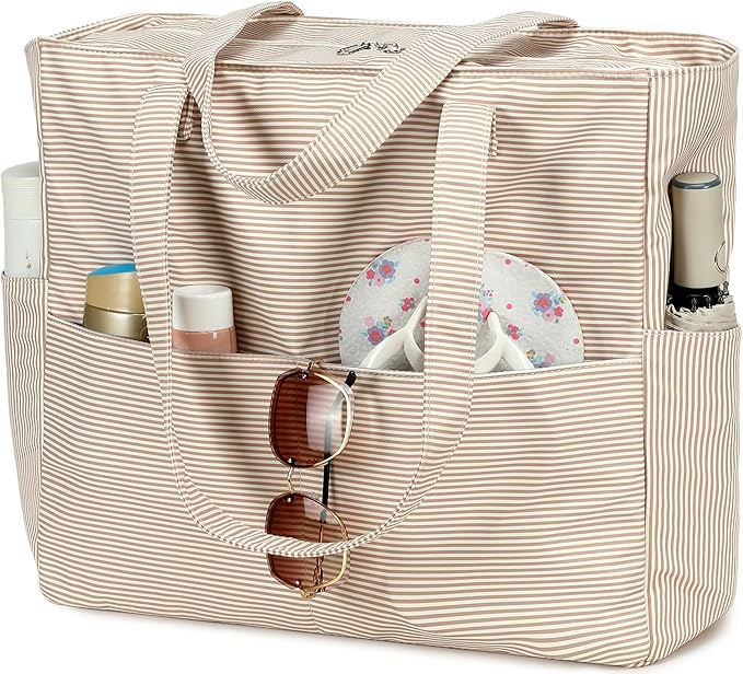 LEDAOU Beach Bag Waterproof Sandproof Women Beach Tote Pool Bag with Zipper for Swim Gym Grocery Travel with Wet Pocket | Sandproof, with Zipper, for Gym, Grocery, Travel, with Wet Pocket