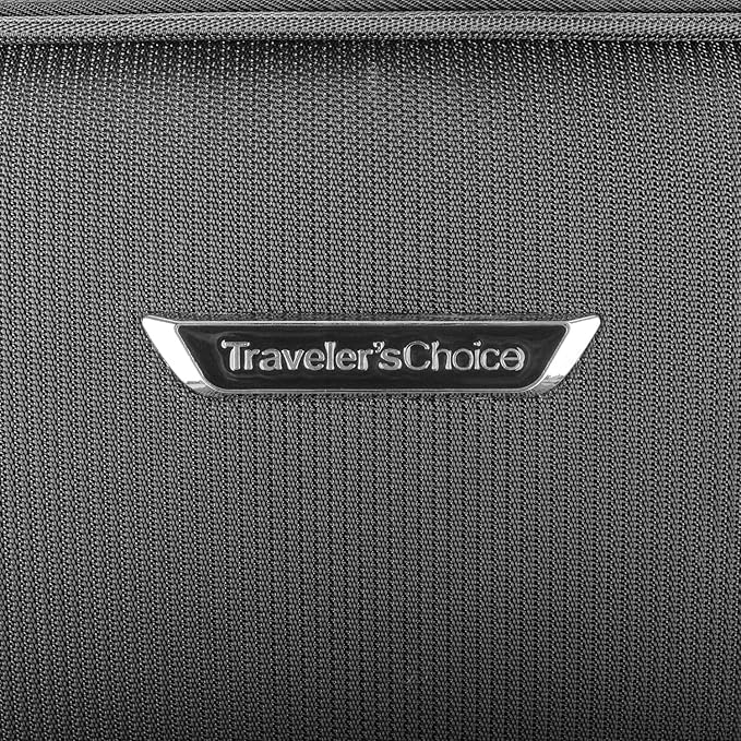 Traveler's Choice Lares Softside Expandable Luggage with Spinner Wheels, Black, 2 Piece Luggage Set