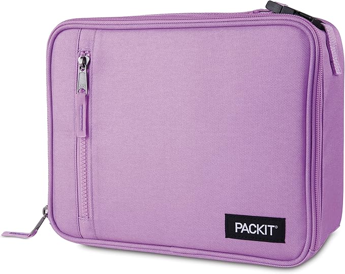 PackIt Freezable Classic Lunch Box, Lavender, Built with EcoFreeze Technology, Collapsible, Reusable, Zip Closure With Zip Front Pocket and Buckle Handle, Designed for Fresh Lunch On the Go