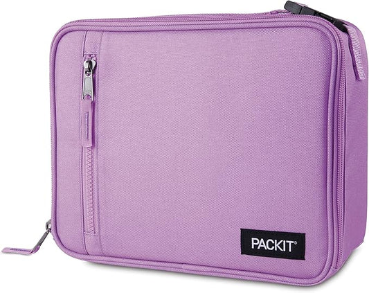 PackIt Freezable Classic Lunch Box, Lavender, Built with EcoFreeze Technology, Collapsible, Reusable, Zip Closure With Zip Front Pocket and Buckle Handle, Designed for Fresh Lunch On the Go