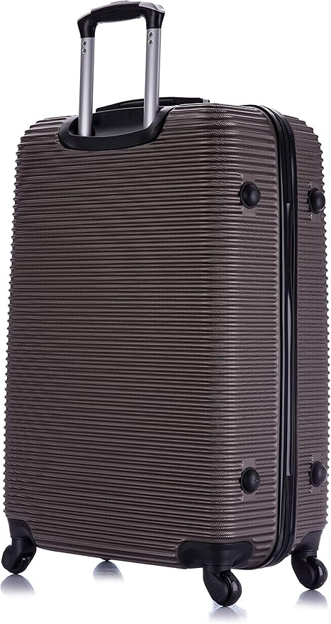 InUSA ROYAL Hardside Luggage Set with Spinner Wheel | Spacious Travel Suitcases with Ergonomic GEL Handle and Studs | (20/28/32) 3 Piece Luggage Set | Brown