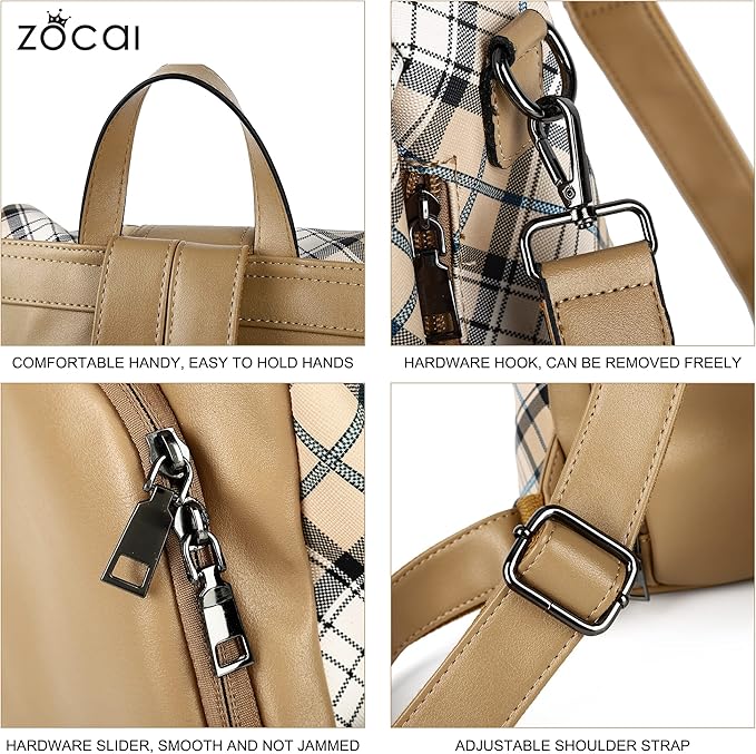 ZOCAI Backpack Purse for Women Fashion Backpack Purses PU Leather Daypacks Anti-Theft Shoulder Bag Satchel Purse