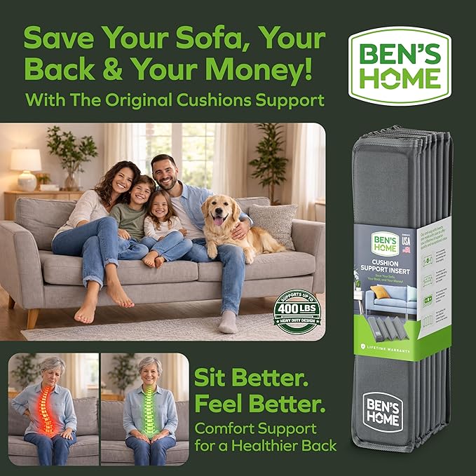BEN'SHOME® Heavy Duty Couch Cushion Support Board for Sagging Sofas | Fits 58"-67" x 19.7" Deep | Protects Your Back from Sinking Seats | 0.5" Solid Wood, 400 LBS, Anti-Slip, Lifetime Replacement
