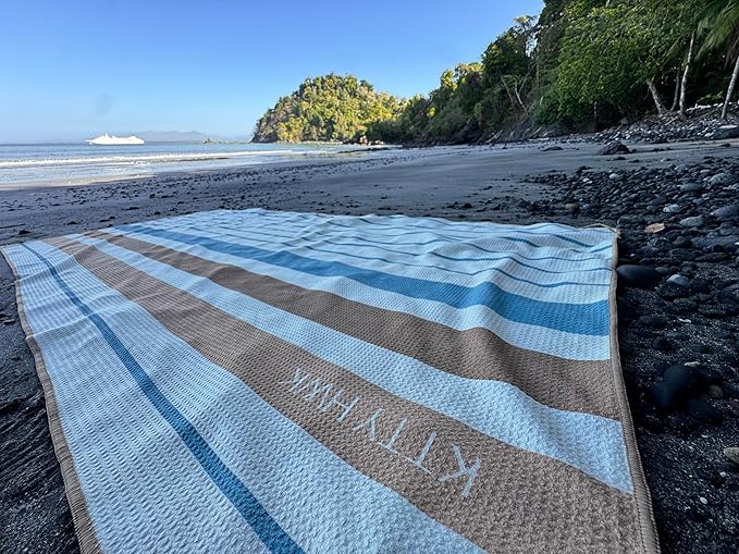 Premium Sand-Free Beach Towel, Hidden Zipper Pocket Spacious 6ft x 3ft, Quick-Dry, Packable, Cavas Tote Included! (Folly)
