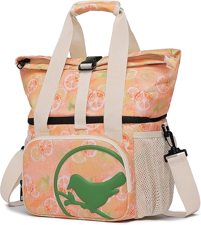 SUNNY BIRD Dual Compartment Lunch Bag Insulated Lunch Box for Women and Men (Grapefruit Pink)