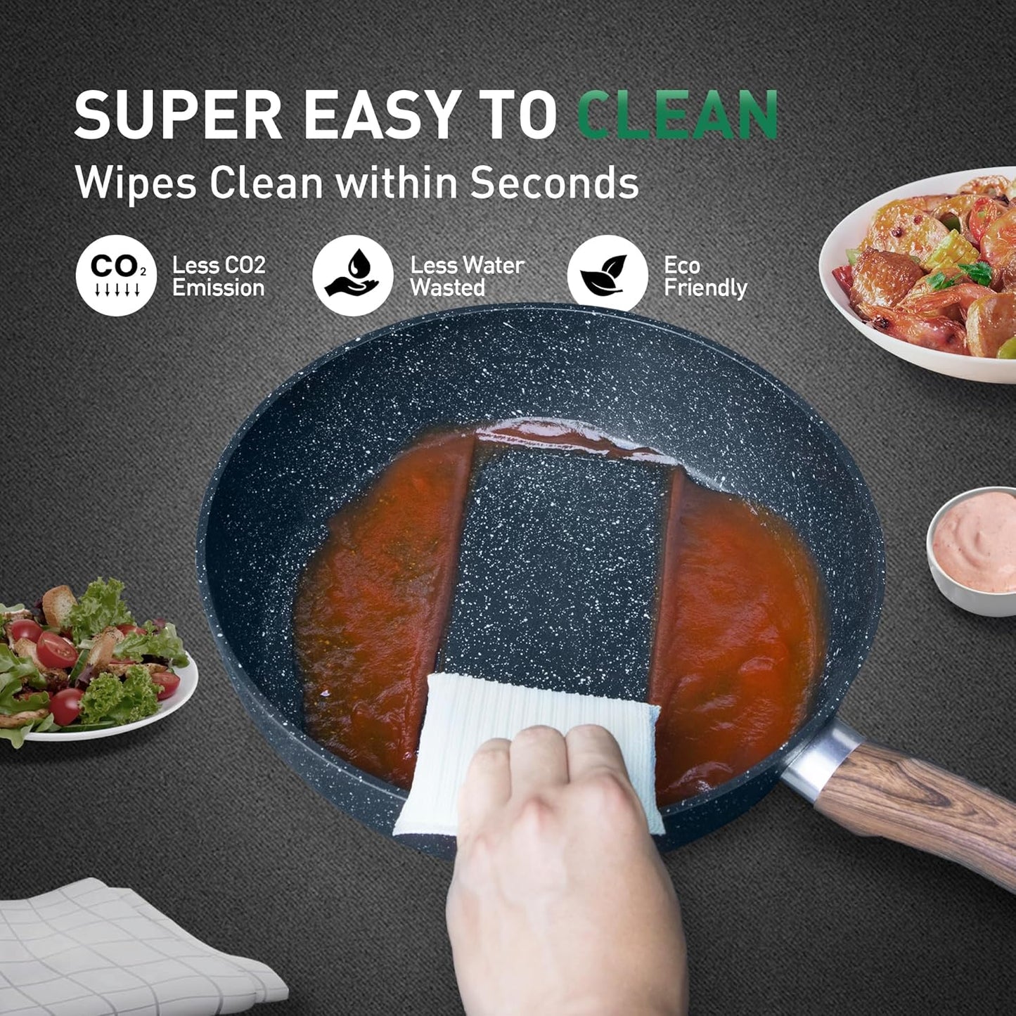 MAISON ARTS Pots and Pans Set Non Stick, Kitchen Cookware Sets Nonstick, 12 Piece Granite Cooking Pot and Pan for Induction, Stovetop, Blue