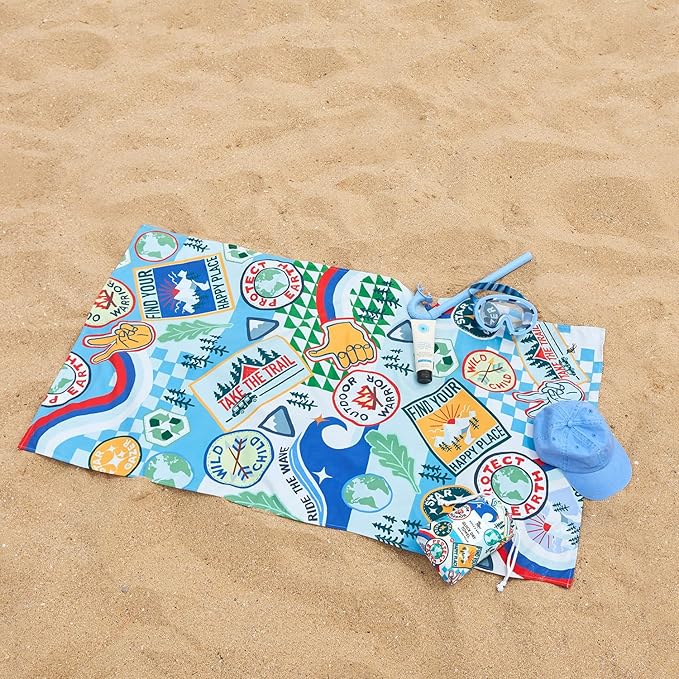 Dock & Bay Kid's Towel - for Beach Use - Quick Dry, Sand Free - Compact, Lightweight - 100% Recycled - Includes Bag - Into the Wild, Medium (130x70cm, 51x28)