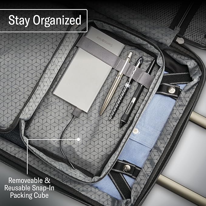 Samsonite Octiv Lightweight Hardshell 20-Inch Carry-On Luggage- Durable & Impact Resistant, 360° Aero Trac Spinner Wheels, Adjustable Telescopic Handle, Expandable Suitcase, TSA Approved Lock - Silver