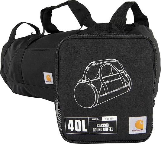 Carhartt Classic Round Duffel with Utility Pouch, Heavy-Duty, Water-Resistant Packable Gear Bag for Jobsite, Gym, and Travel