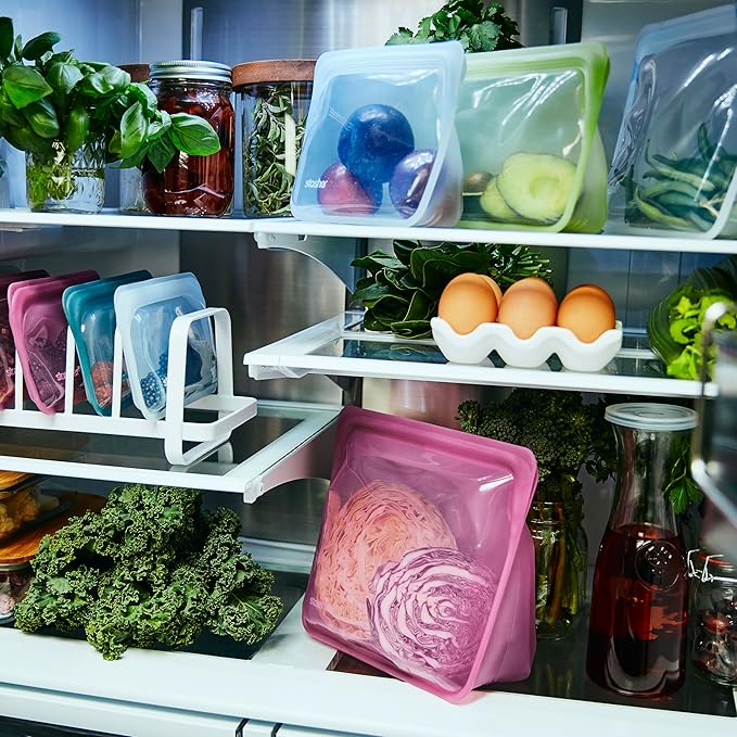 Stasher Silicone Reusable Storage Bag, Stand-Up Mega Bag, Reusable Freezer Bags, Microwave, Dishwasher, Oven Safe, Sous Vide, Premium Lunch Container, Eco Friendly, Food Storage Bags, 104 oz, Green | Reusable Food Bag