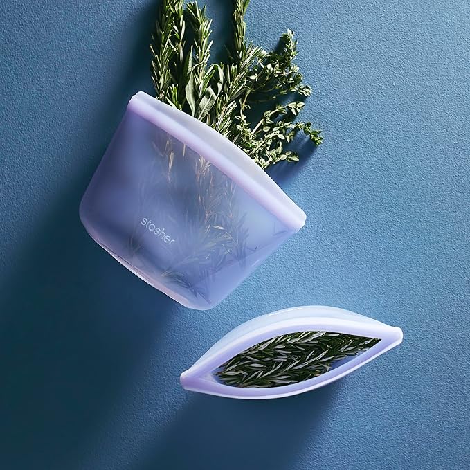Stasher Silicone Reusable Storage Bag, 2-Cup Bowl, Reusable Freezer Bag, Microwave, Dishwasher, Oven Safe, Sous Vide, Lunch Containers, Eco Friendly, Food Storage Bags, Snack Bags, 16 oz, Lavender | Reusable Food Bag