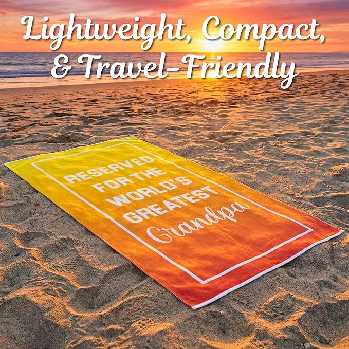 Grandpa Beach Towel - Best Ever Summer Gift for New Grandfathers - Travel Friendly Birthday Present from Granddaughter or Grandson - Fathers Day Pool Accessory - Large 60x30 Quick Dry
