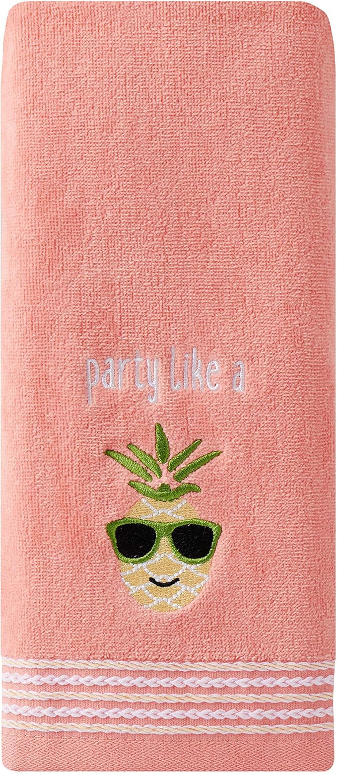 SKL HOME by Saturday Knight Ltd. Party Pineapple 2 Pc Hand Towel Set, Coral Pink