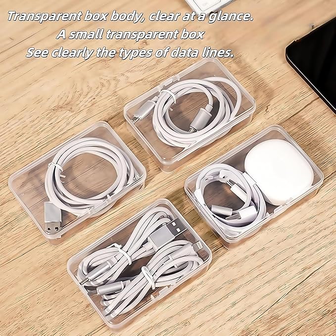 2 Pcs 11 Box Cable Organizer Storage Box, Desktop Cable Management with Switch, Power Cord Organizer for Office,Home,Desk Accessories Storage Stationery Supplies and Accessories（Clear）