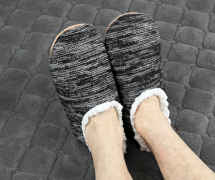 Keyela Mens Slipper Socks With Non Skid Bottoms, Warm Slipper Socks With Grippers For Men, Fuzzy House Slippers
