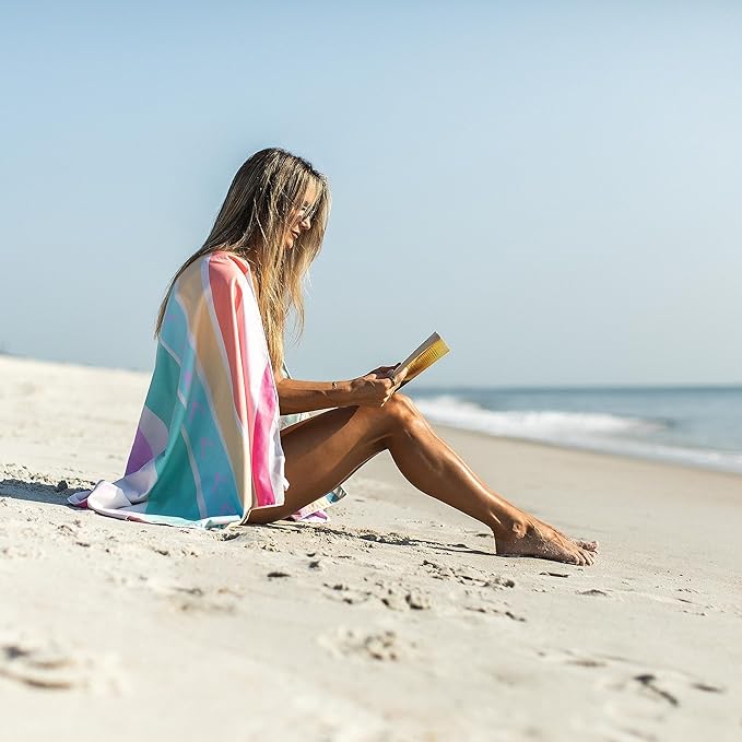 Sand Resistant Beach Towel - Zipper Pocket Feature, Compact, Lightweight, and Quick Drying Beach Towel