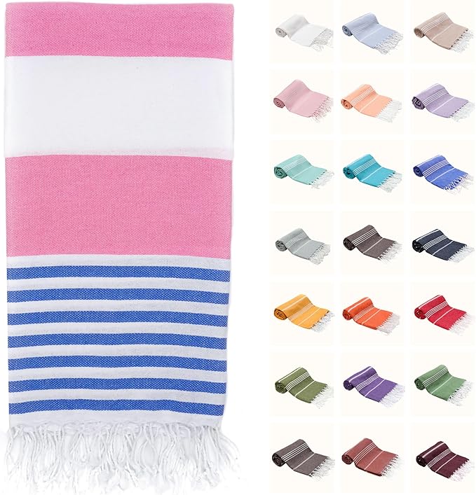 PARK&OZ Turkish Beach Towel – Oversized 100% Cotton, Quick-Dry, Absorbent, Sand-Free Blanket 72x40 – XL, Lightweight Pool Towel for Adults, Women, Men – Sand Resistant & Perfect Travel (The Pink)