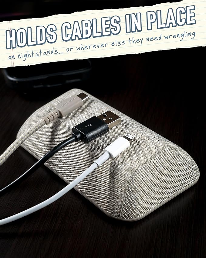 Smartish® Magnetic Cord Holder - Bigger Cable Wrangler Organizer with Magnet Clips for Charger Management on Desktop, Nightstand - Holds 6+ Cables - Lightly Toasted Beige