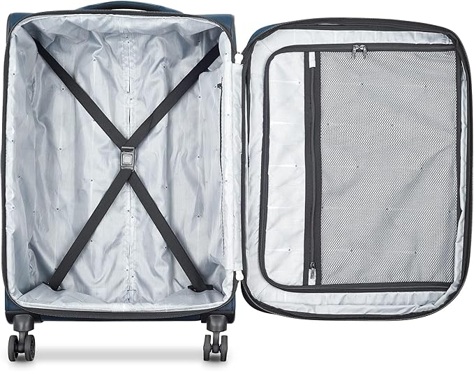 DELSEY PARIS Sky Max 2.0 Softside Expandable Luggage with Spinner Wheels 2 Piece Set, Blue (24 Inch/Duffle)