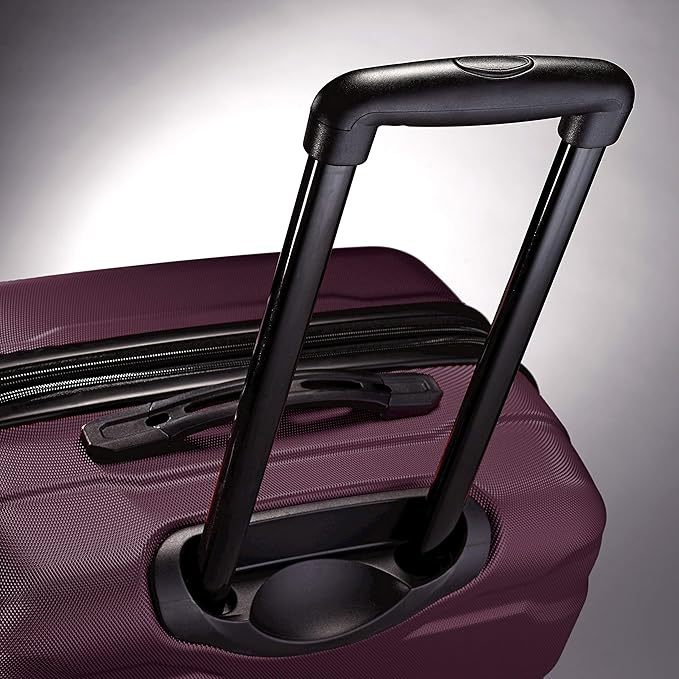 Samsonite Omni PC Hardside Expandable Luggage with Spinner Wheels, Purple, Checked-Medium 24-Inch