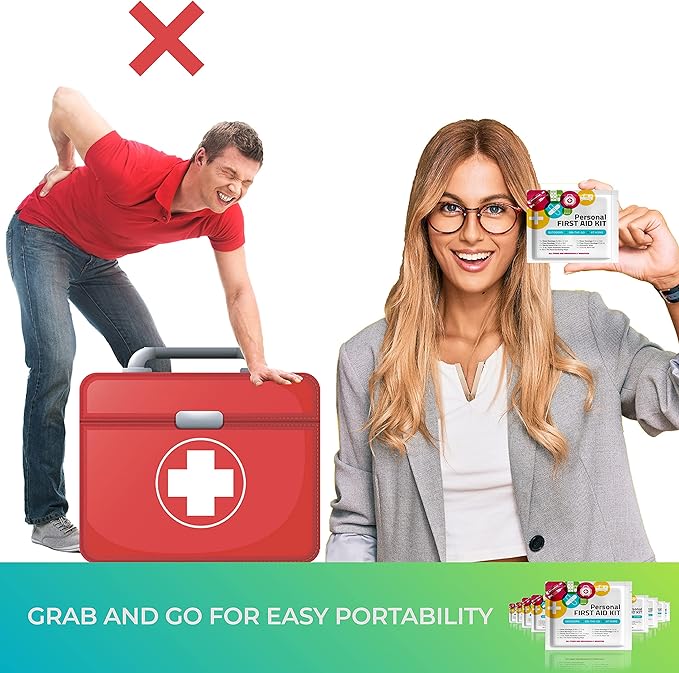 First Aid Emergency Medical Kit Mini and Travel Size - | Great for Kids, Schools, Business, Hiking, Camping | Wound Care Products (Multi-Color) (10)