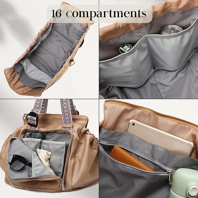 Everyday Bag Tote for Women, Spacious Diaper Bag with 16 Pockets, Durable Travel Bag, Sleek Work Shoulder Bag | 16 Pockets Org, Lay-Flat Design, 3-in-1 Versatility, Work & Travel Tote, Water-Resistant, Lightweight
