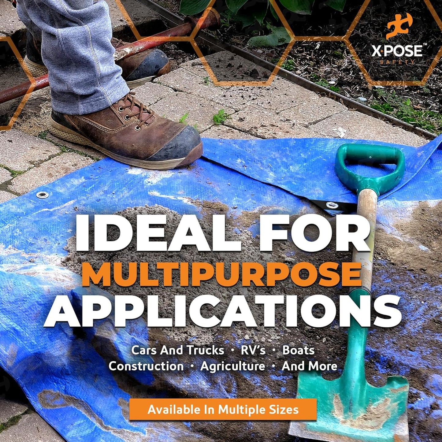 Better Blue Poly Tarp 40' x 60' - Multipurpose Protective Cover - Lightweight, Durable, Waterproof, Weather Proof - 5 Mil Thick Polyethylene - by Xpose Safety