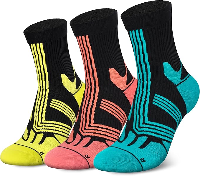 Hylaea Compression Running Socks for men, Coolmax Anti-Blister Cushion Crew Socks for Athletic, Moisture Wicking & Seamless