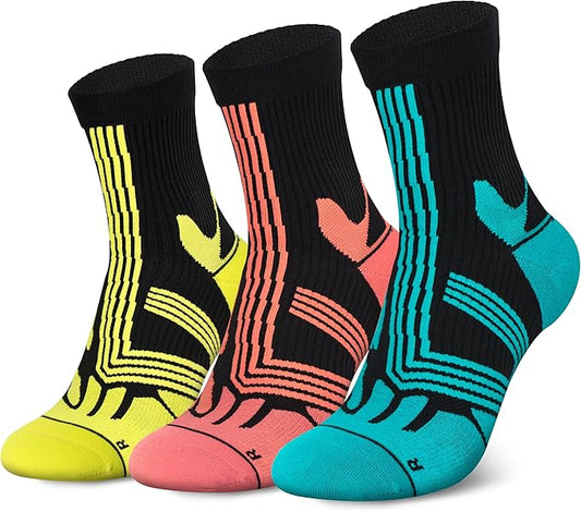 Hylaea Compression Running Socks for men, Coolmax Anti-Blister Cushion Crew Socks for Athletic, Moisture Wicking & Seamless