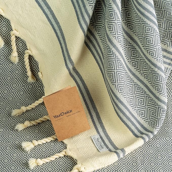 Your Choice Turkish Beach Towel (71x41) - 100% Cotton Turkish Towel, Sand Free Quick Dry Oversized, Lightweight Compact Travel Towel - Color Dark Grey
