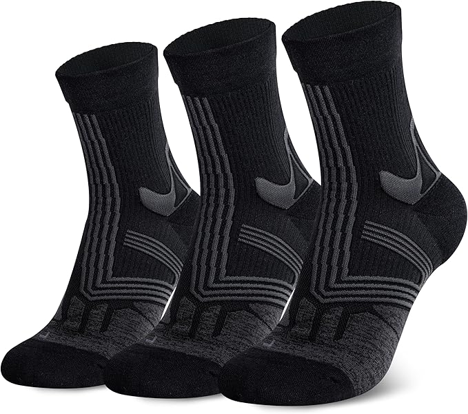 Hylaea Compression Running Socks for men, Coolmax Anti-Blister Cushion Crew Socks for Athletic, Moisture Wicking & Seamless