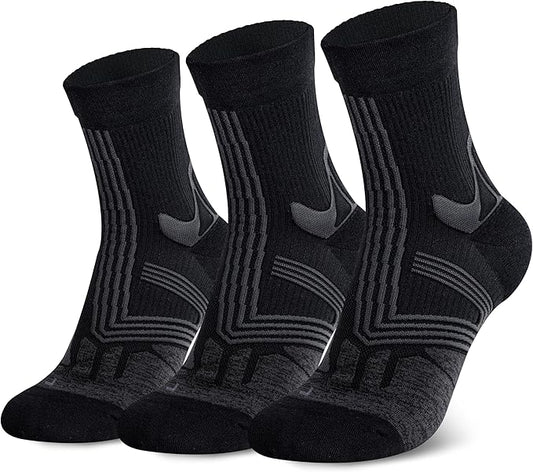 Hylaea Compression Running Socks for men, Coolmax Anti-Blister Cushion Crew Socks for Athletic, Moisture Wicking & Seamless