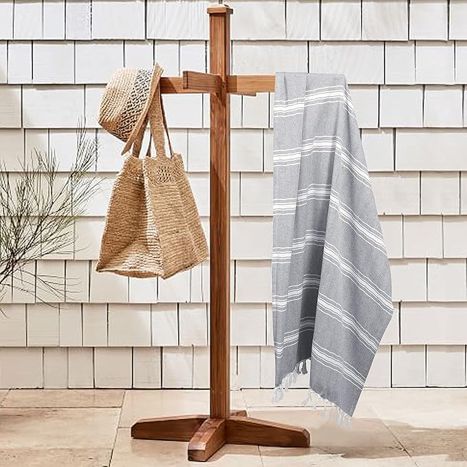 Belizzi Home Turkish Beach Towel -Large Beach Towels Oversized 2 Pack-Soft Durable Compact Lightweight Quick Dry Sand Free Bath Pool Towel Set for Beach Gifts Clearance Vacation Travel - Charcoal Grey
