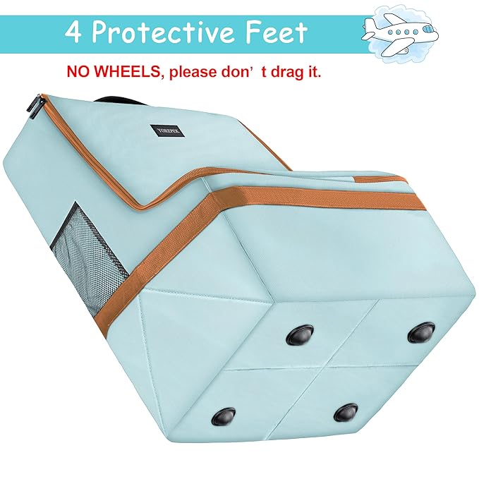 YOREPEK Padded Car Seat Travel Bag for Air Travel, Carseat Cover Backpack with Shoulder Straps, Large Carseat Gate Check Bag, Baby Travel Essential(Light Cyan)