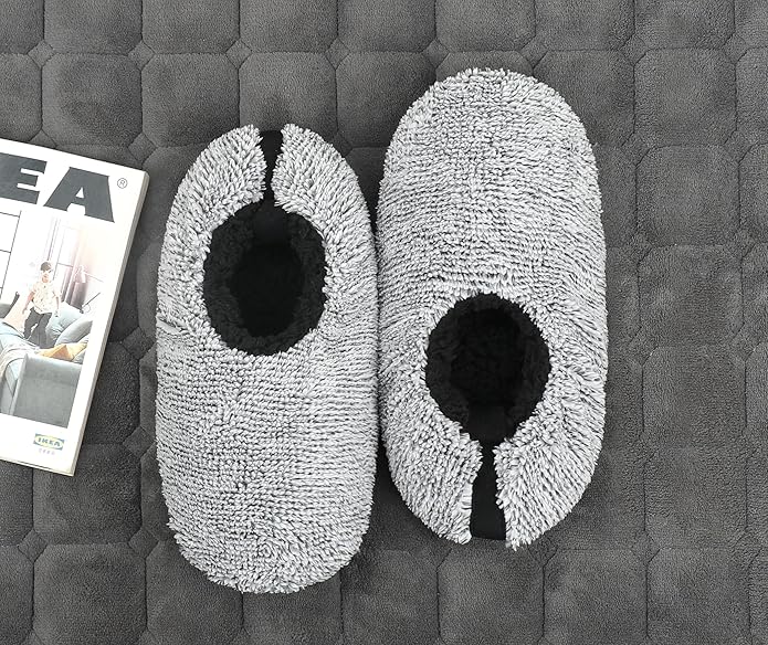 Keyela Mens Slipper Socks With Non Skid Bottoms, Warm Slipper Socks With Grippers For Men, Fuzzy House Slippers