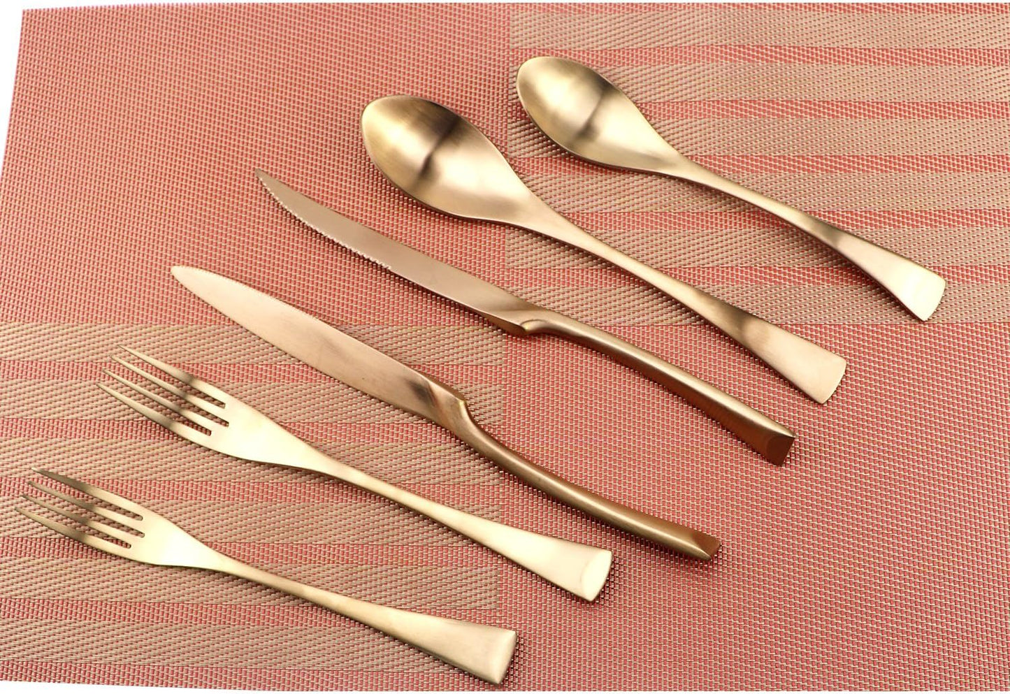 24-Piece Flatware Set,Extra Thick Heavy Duty - 18/10 Stainless Steel Cutlery Sets,High Matte Rose Gold Finish Silverware Flatware Sets Service for 4,Use for Home,Tableware Utensil Sets