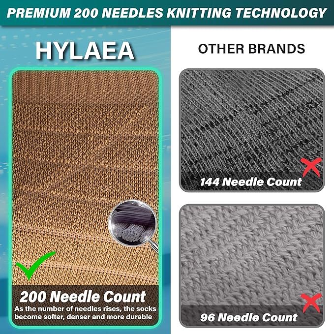 Hylaea Compression Running Socks for men, Coolmax Anti-Blister Cushion Crew Socks for Athletic, Moisture Wicking & Seamless