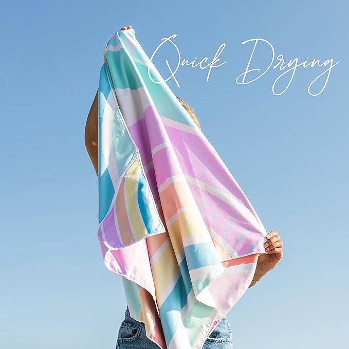 Sand Resistant Beach Towel - Zipper Pocket Feature, Compact, Lightweight, and Quick Drying Beach Towel