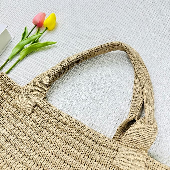 SUOSDEY Crochet Mesh Beach Tote Bag, Knit Summer Vacation Aesthetic Boho Tote Bag for Women