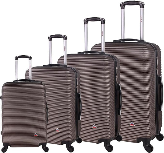 InUSA ROYAL Hardside Luggage Set with Spinner Wheel | Spacious Travel Suitcases with Ergonomic GEL Handle and Studs | (20/24/28/32) 4 Piece Luggage Set | Brown