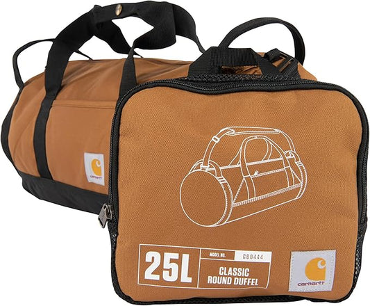 Carhartt Classic Round Duffel with Utility Pouch, Heavy-Duty, Water-Resistant Packable Gear Bag for Jobsite, Gym, and Travel