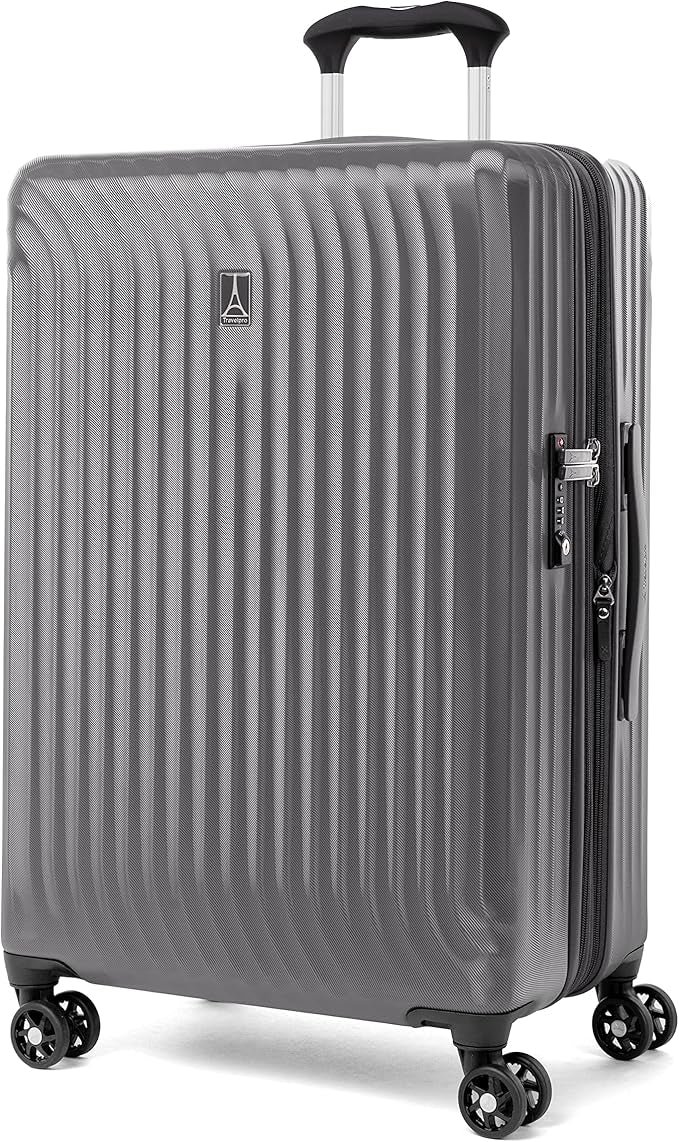 Travelpro Maxlite Air Hardside Expandable Checked Luggage, 8 Spinner Wheels, Lightweight Hard Shell Polycarbonate Suitcase, Shadow Grey, Checked Medium 25-Inch