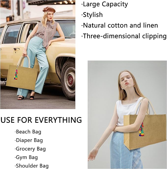 Hibala Woven Large Beach Bag Straw Beach Tote Handmade Weaving Shoulder Tassel Bag Handbag