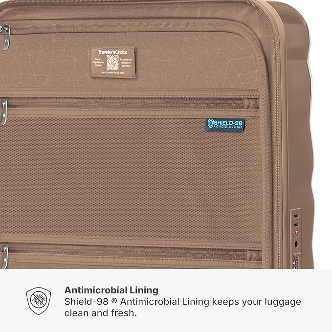 Traveler's Choice Edinburgh II Hardside Spinner Luggage, TSA Lock, Sand, 29" Large