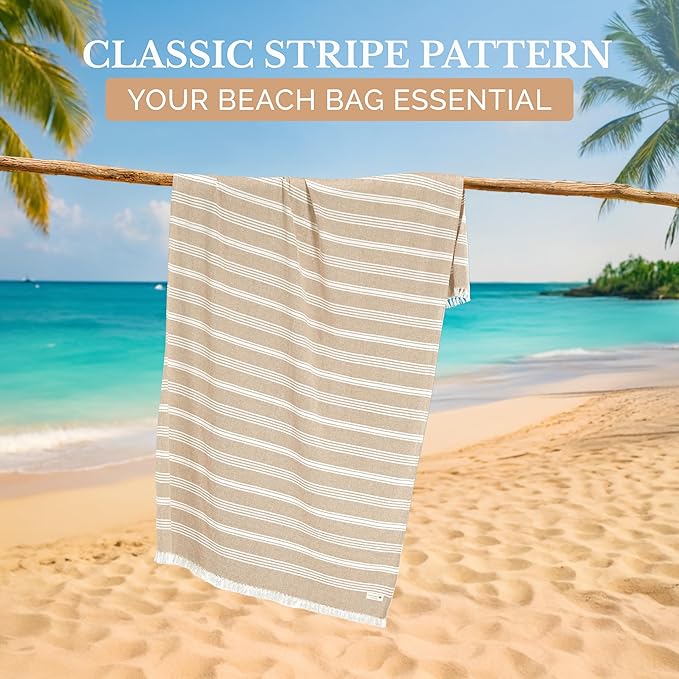 Casa Platino Oversized Beach Towels, Pre-Washed and Quick Dry Pool Towel, 39"x71" Lightweight and Absorbent with a Soft Travel-Ready Feel, Great for Beach Lounging or Poolside Relaxation – Beige