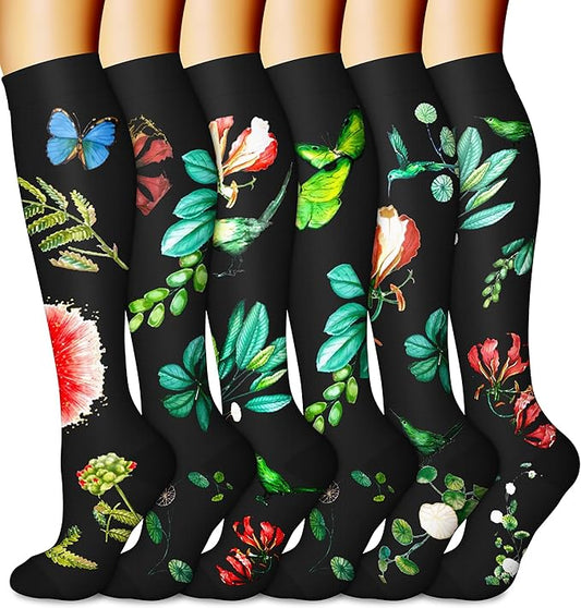 CHARMKING 6 Pairs-Compression Socks for Women & Men Circulation Best Support for Nurses, Running, Athletic,Flight Travel
